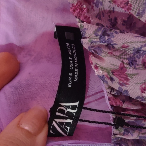 ZARA Ruched lilac floral dress - Picture 4 of 4